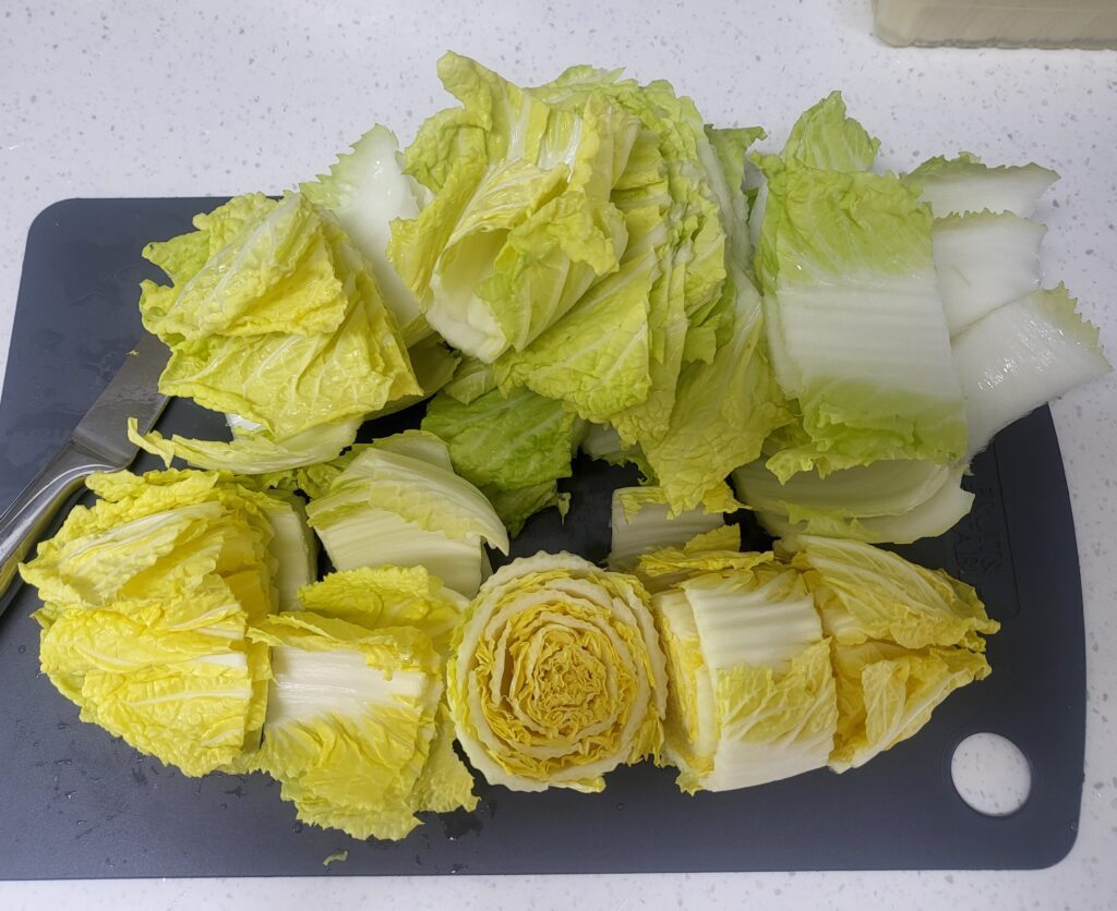 Wash thoroughly and cut into bite-sized pieces