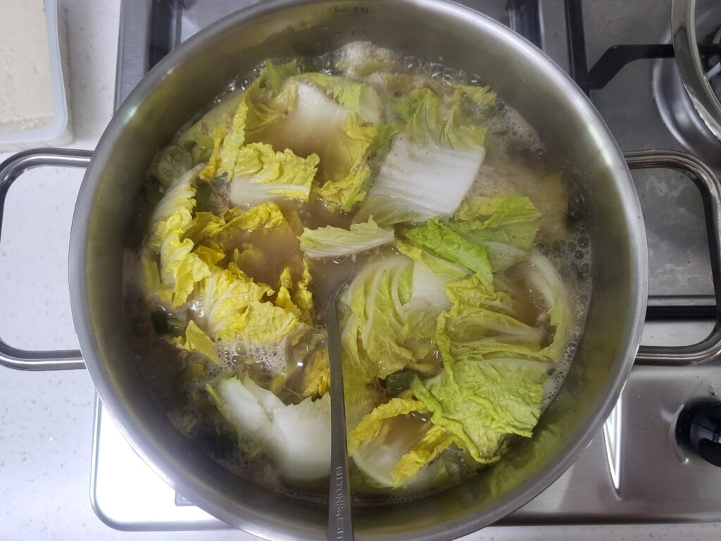 Soybean Paste Soup with Shredded Napa Ca