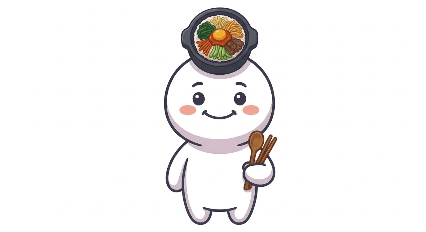 Hello! I am Bibi, the little rice grain who loves bibimbap!
