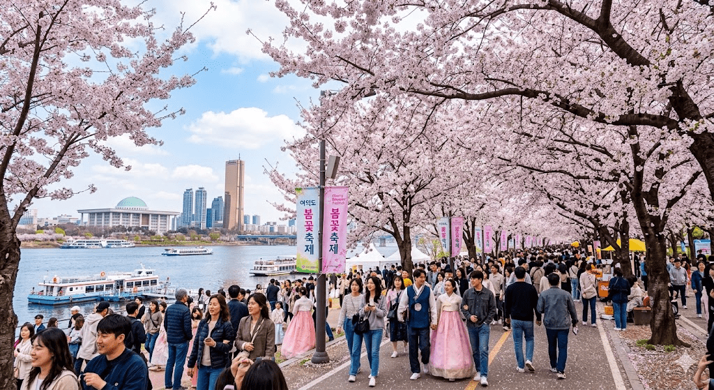 Photos of cherry blossoms in Yeouido 